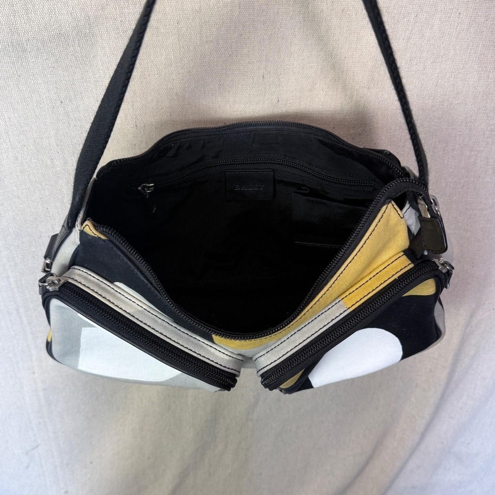 Vintage Bally Y2K Shoulder Bag Canvas Graphic Multi Pocket Designer - Picture 9 of 12